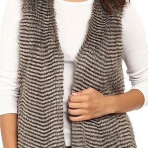 Jack by BB Dakota Black and Gray Faux Fur Vest zebra